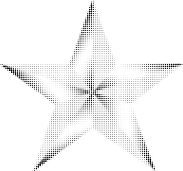 Abstract halftone star shape isolated on white background. Black dotted heart icon. Modern halftone design. vector