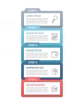 Infographic template with 5 steps with place for text and icons vector