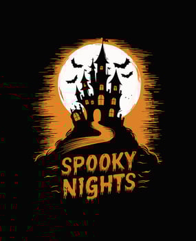 Halloween Theme, Spooky Nights with Haunted Castle and Dripping Text vector