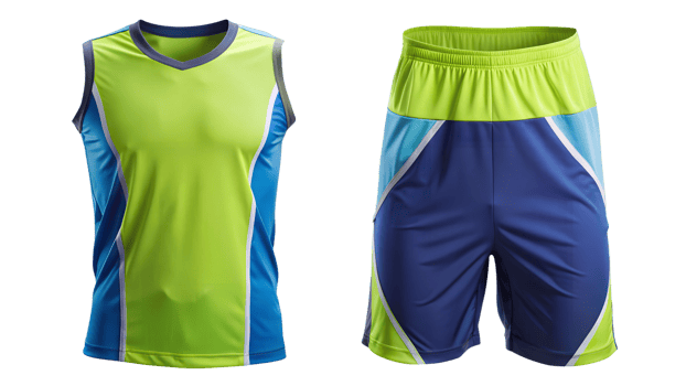 Sleeveless basketball uniform with blue shorts transparent png
