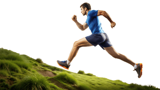 athlete running uphill in nature transparent png