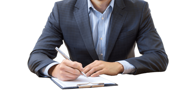 professional man signing paperwork transparent png
