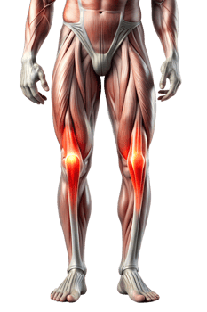 anatomical leg muscles illustration with highlighted joints transparent png