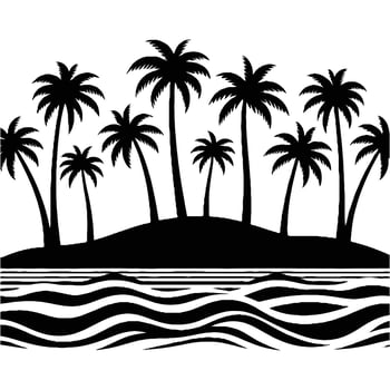 Palm Tree Silhouette with white background vector