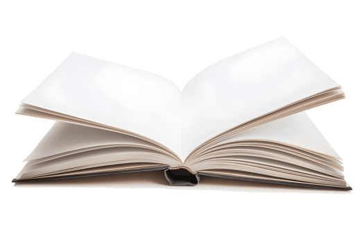 Open book mockup with white paper pages isolated on transparent background. png