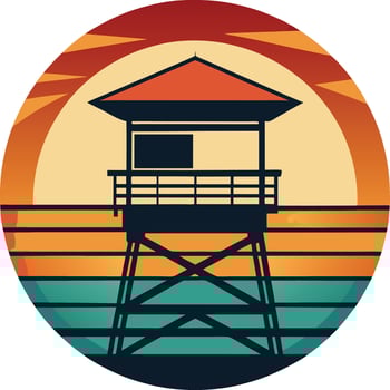 illustration of a house Tshirt Sticker of a retro inspired design vector