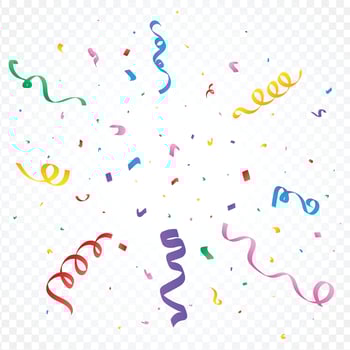 Colorful confetti blast design. Multicolor confetti and ribbon explosion design for birthday party or anniversary. Tinsel and foil paper burst backdrop for festival. vector