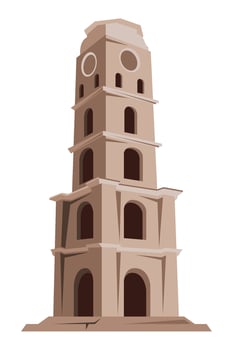 A tower with a clock on top of it vector