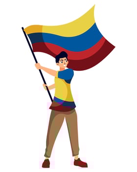 Colombia flag man holding flag illustration vector