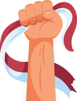 A fist holding a ribbon vector