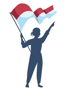 A woman holding a flag with the flag of the united states vector