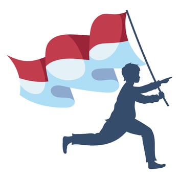 A man is running with a flag in his hand vector
