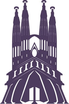 The sagrada familia cathedral in barcelona, spain vector