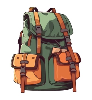 A backpack with two straps and a green and orange color vector