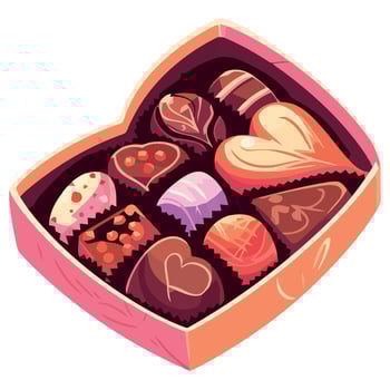 Valentine's day chocolates in a heart shaped box vector