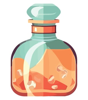 A bottle of alcohol with a glass top and a lid vector
