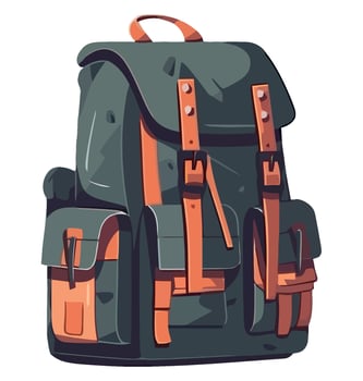 A cartoon backpack with orange straps vector