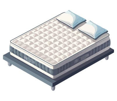 Isometric illustration of a mattress on a bed vector