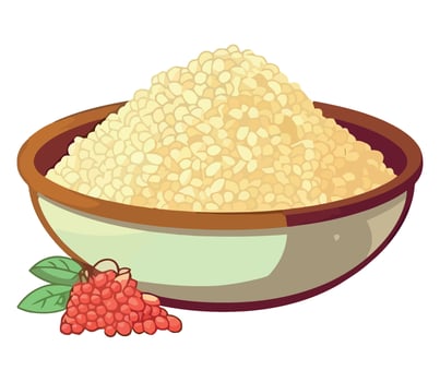 Rice in bowl with berries illustration vector
