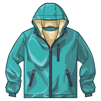 An illustration of a blue jacket with a hood vector