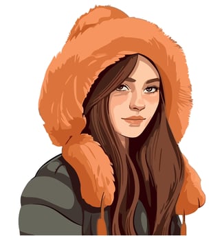 A girl wearing a fur hat and jacket vector