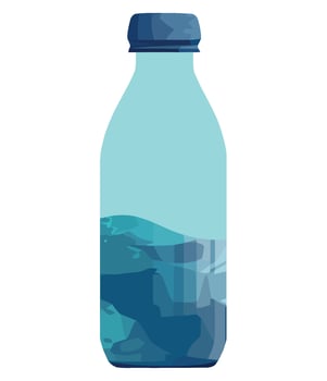 Water bottle with blue liquid on white background vector
