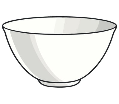 A white bowl with a black border on a white background vector