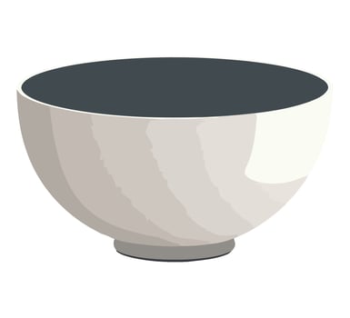 A white bowl with a black rim on a white background vector