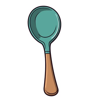 A blue spoon with wooden handle on a white background vector