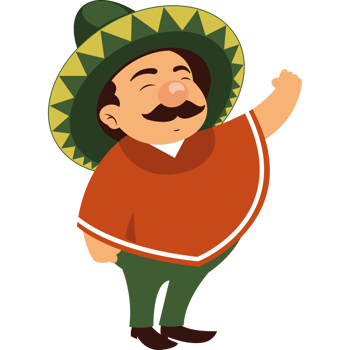Mexican man with a sombrero and mustache png