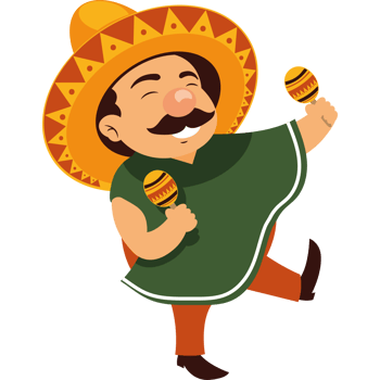 Mexican man dancing with maracas png