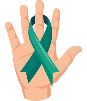 A hand with a green ribbon on it png