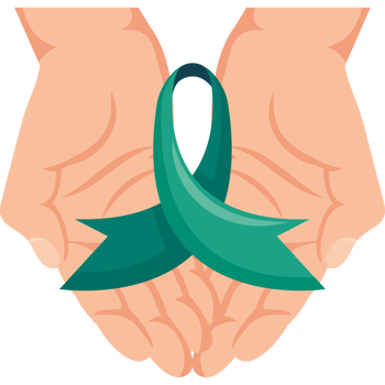 Two hands holding a green ribbon png