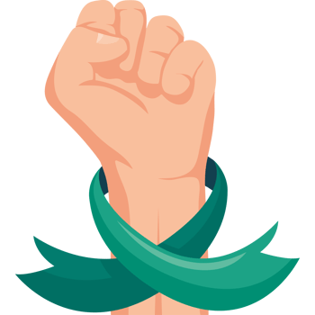 A hand holding a green ribbon png