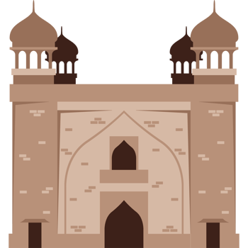 An illustration of a mosque with two domes png