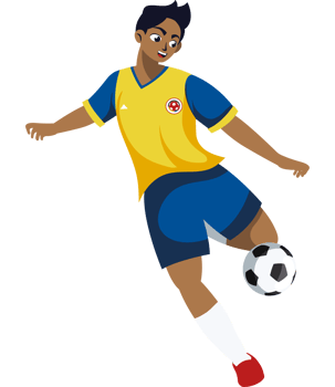 A cartoon soccer player in action png