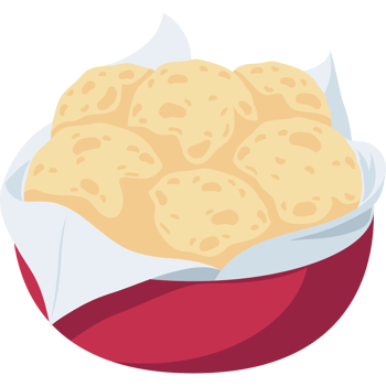 A bowl of bread in a red bowl png