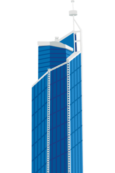 A blue skyscraper with a cross on top png