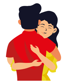A man and woman hugging each other png