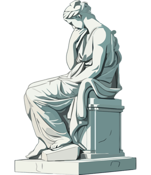 A statue of a woman sitting on a stone png