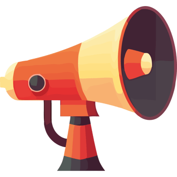 A orange megaphone on a transparent background png