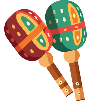 Two maracas with wooden sticks on them png