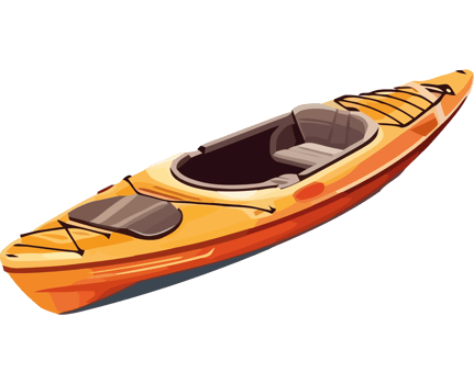 An orange kayak on a transparent background png