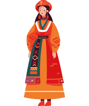 An illustration of a woman in traditional clothing png