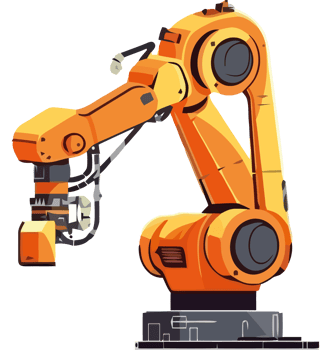 An orange robot on a transparent background png