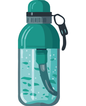 Water bottle with water and a bottle cap png