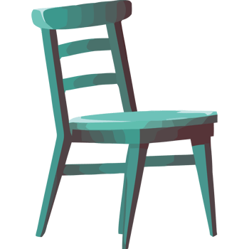A chair with a green seat and back png