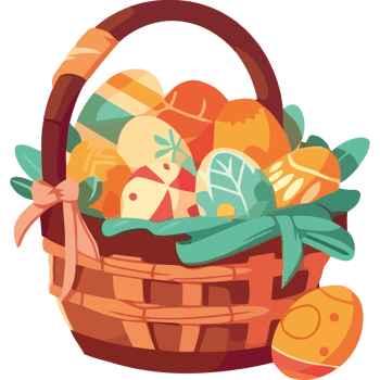 Easter eggs in a basket png