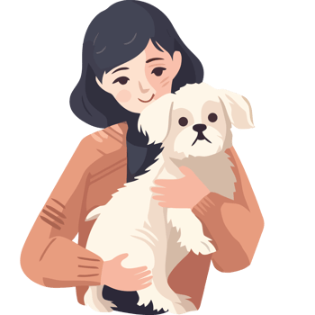 A woman holding a white dog png