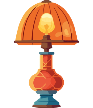 An orange lamp with a blue shade png